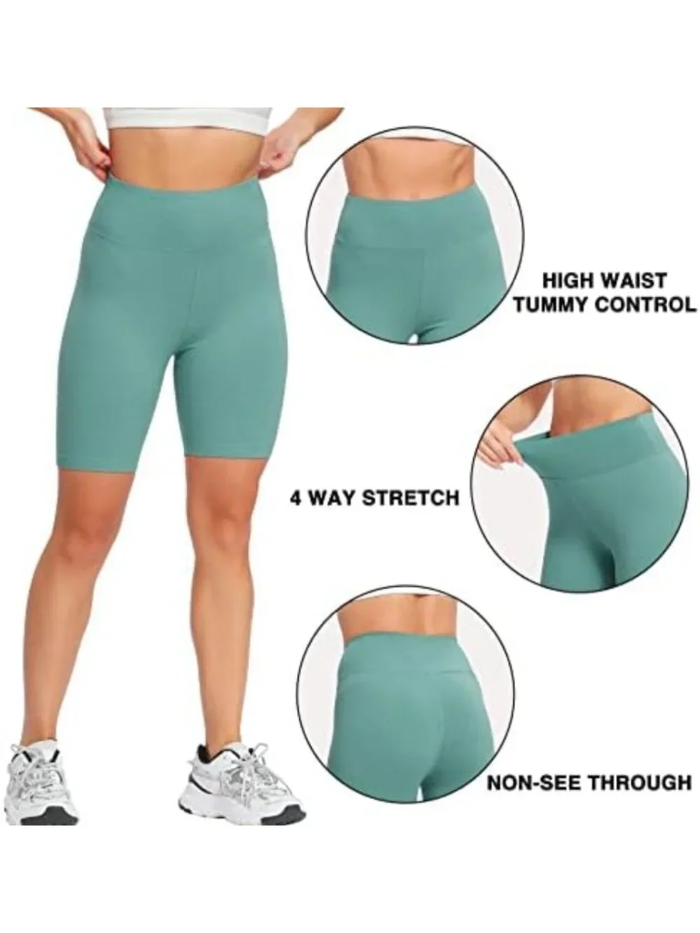 High Waist Biker Shorts for Women - 4 Pack, Soft & Comfortable, 8